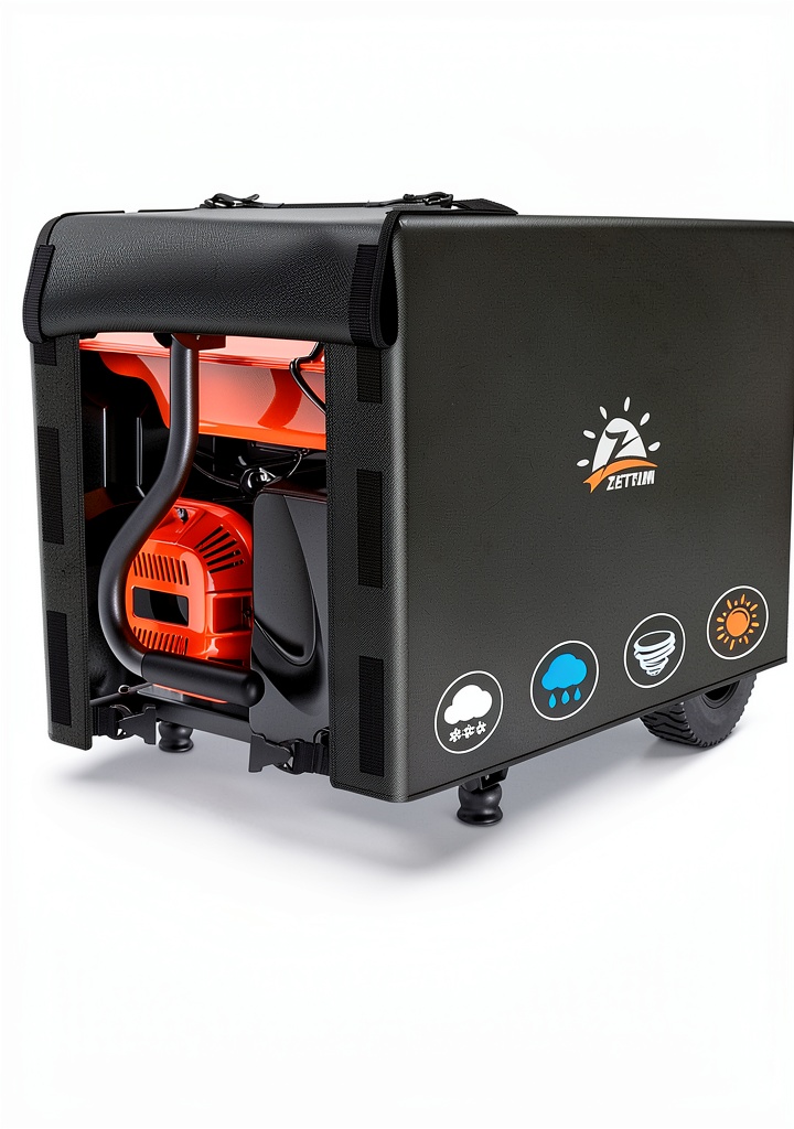 Installing Zettum 32 Inch Generator Cover Senior Black on a wooden desk