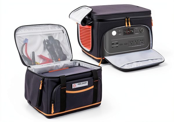 FRECOLSH Jackery Power Station Travel Bag XL Grey Hard‑Molded Bottom-3